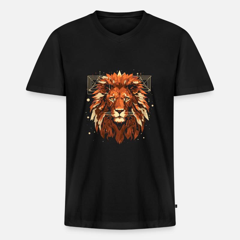 Löwe Abstrakt - Männer Premium Bio T-Shirt mit V-Ausschnitt - Schwarz