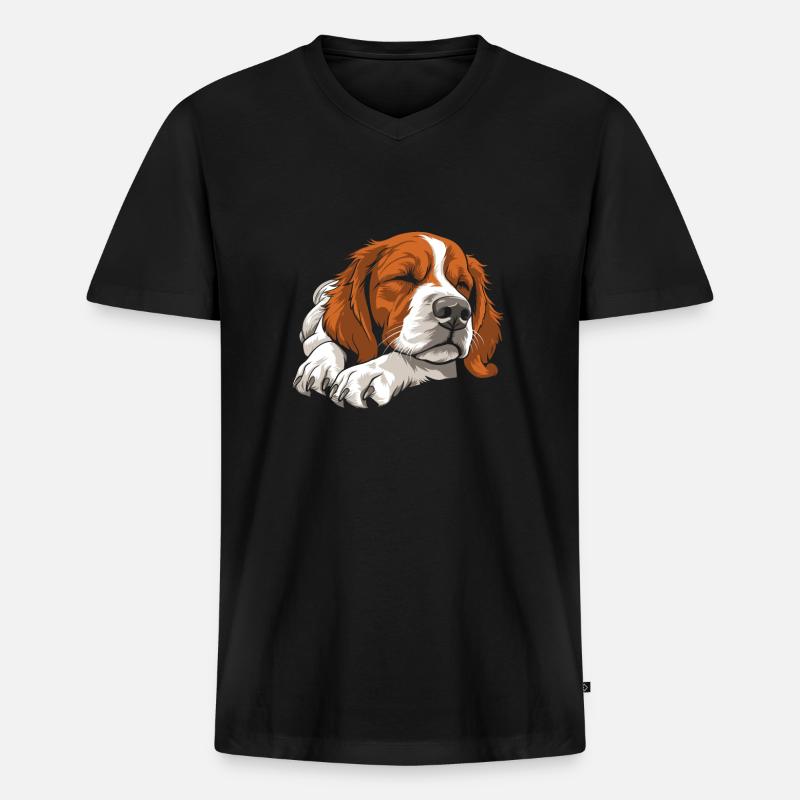 Brittany Spaniel - Männer Premium Bio T-Shirt mit V-Ausschnitt - Schwarz