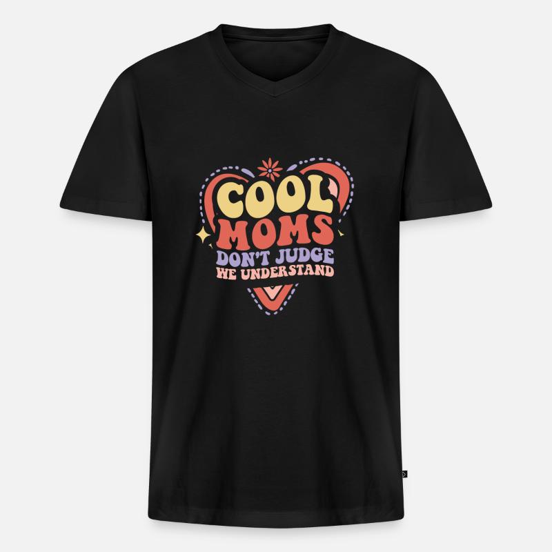 Mama Mutter Support - Männer Premium Bio T-Shirt mit V-Ausschnitt - Schwarz