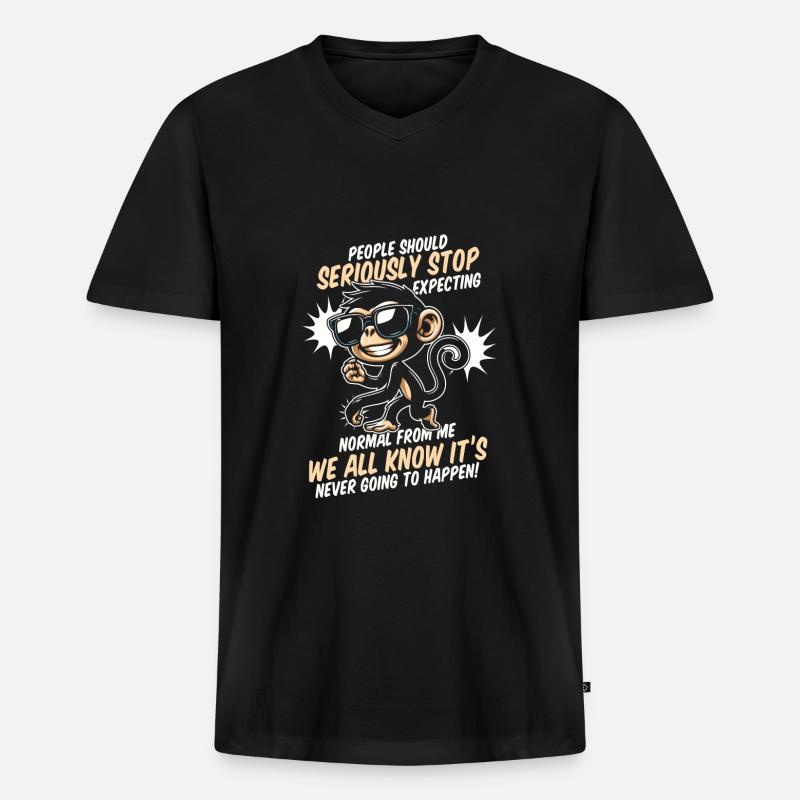 Affe - Männer Premium Bio T-Shirt mit V-Ausschnitt - Schwarz