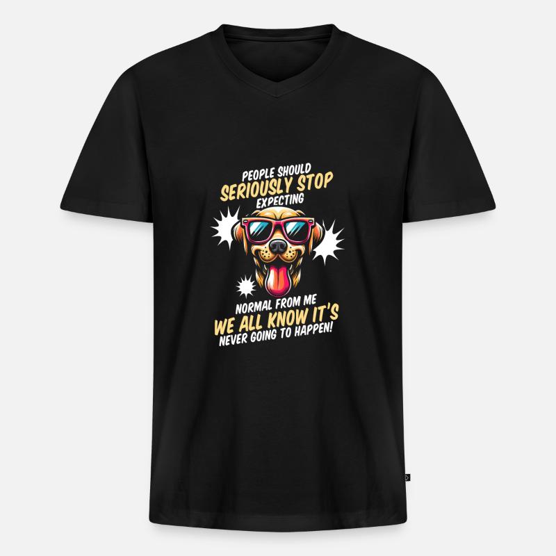 Labrador - Männer Premium Bio T-Shirt mit V-Ausschnitt - Schwarz