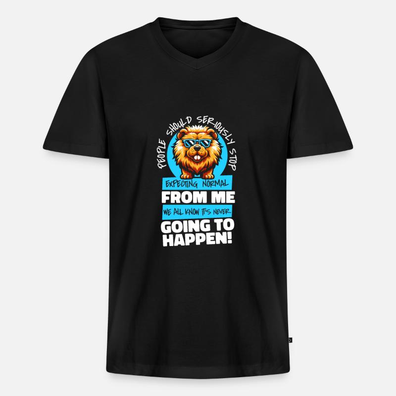 Chow Chow - Männer Premium Bio T-Shirt mit V-Ausschnitt - Schwarz
