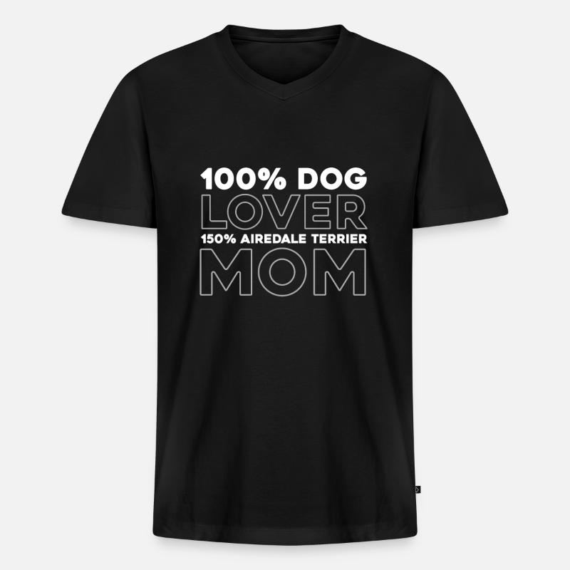 Airedale Terrier - Männer Premium Bio T-Shirt mit V-Ausschnitt - Schwarz