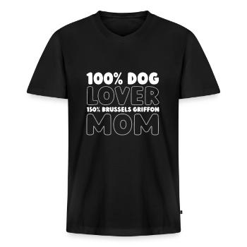 Brussels Griffon - Männer Premium Bio T-Shirt mit V-Ausschnitt - Schwarz - Vorne - Nico (187cm)