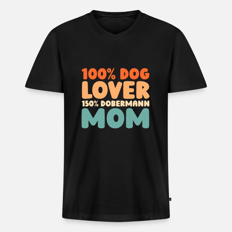 Dobermann - Männer Premium Bio T-Shirt mit V-Ausschnitt - Schwarz