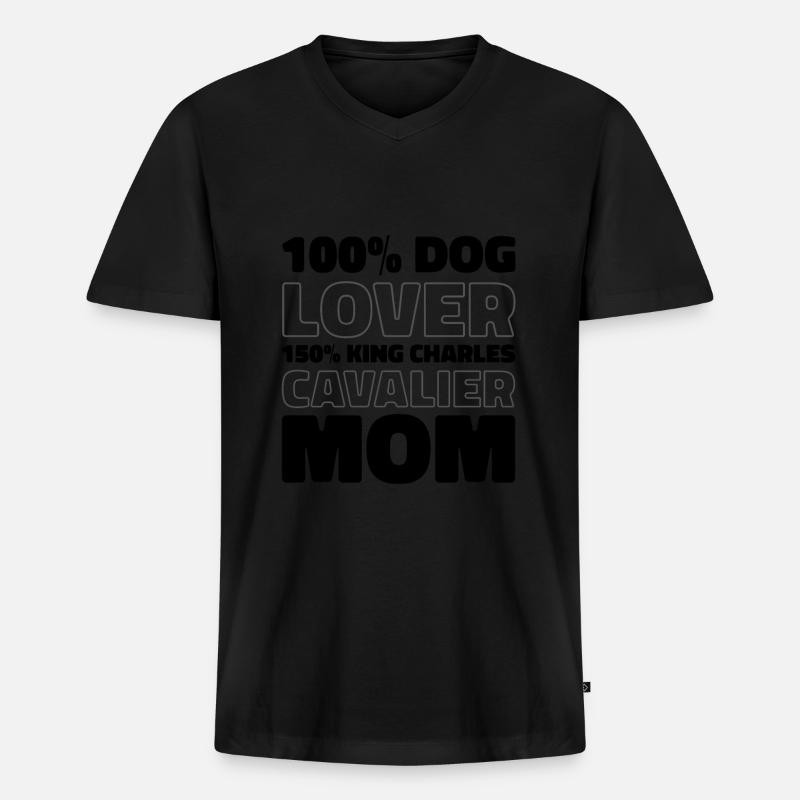 King Charles Cavalier - Männer Premium Bio T-Shirt mit V-Ausschnitt - Schwarz
