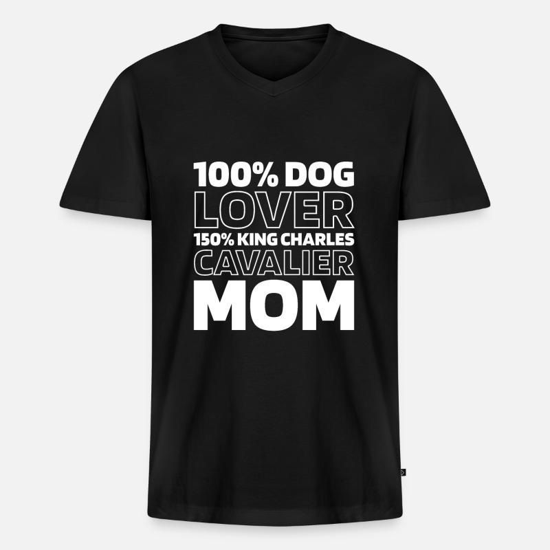 King Charles Cavalier - Männer Premium Bio T-Shirt mit V-Ausschnitt - Schwarz