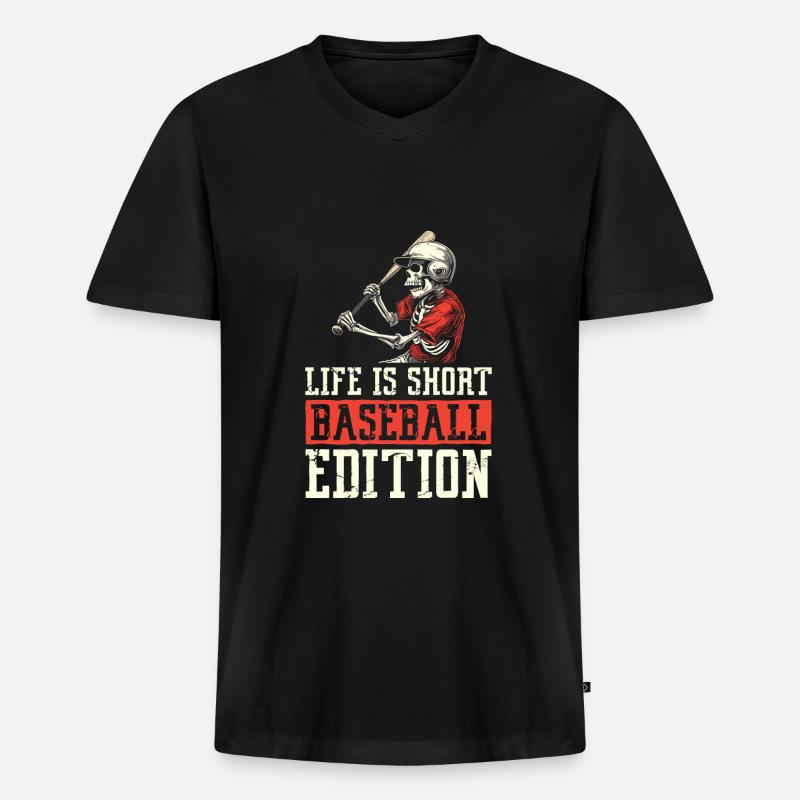 Baseball - Männer Premium Bio T-Shirt mit V-Ausschnitt - Schwarz