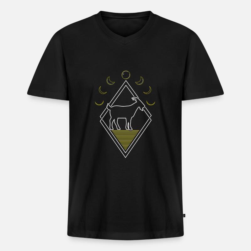 Ziege Abstrakt Moon Phases - Männer Premium Bio T-Shirt mit V-Ausschnitt - Schwarz