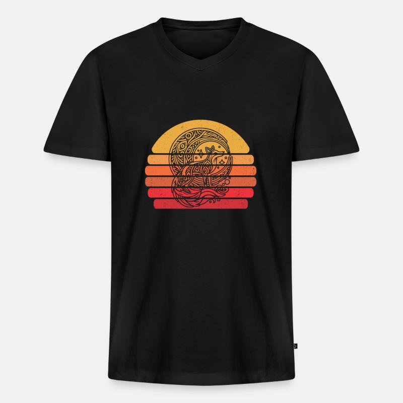 Fuchs Stammes Moon Phases - Männer Premium Bio T-Shirt mit V-Ausschnitt - Schwarz