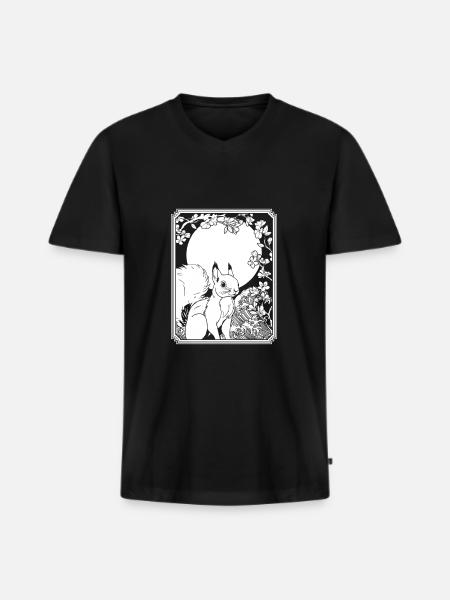 Squirrel Japan Cherry Blossom Moon - Men's Premium Organic T-shirt with V-neck - black