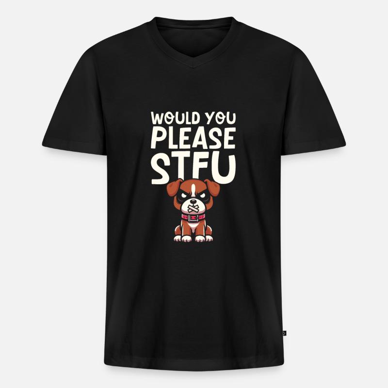 Boxer Hund Deutscher Boxer Stfu - Männer Premium Bio T-Shirt mit V-Ausschnitt - Schwarz