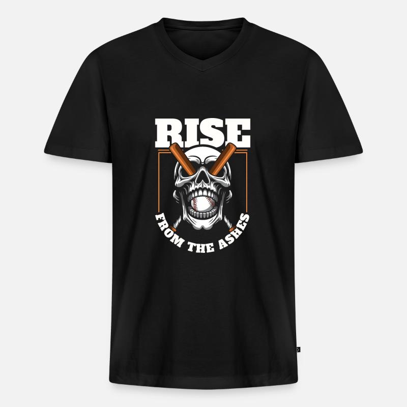 Baseball Schädel - Männer Premium Bio T-Shirt mit V-Ausschnitt - Schwarz