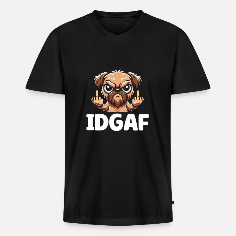 Brussels Griffon Idgaf - Männer Premium Bio T-Shirt mit V-Ausschnitt - Schwarz