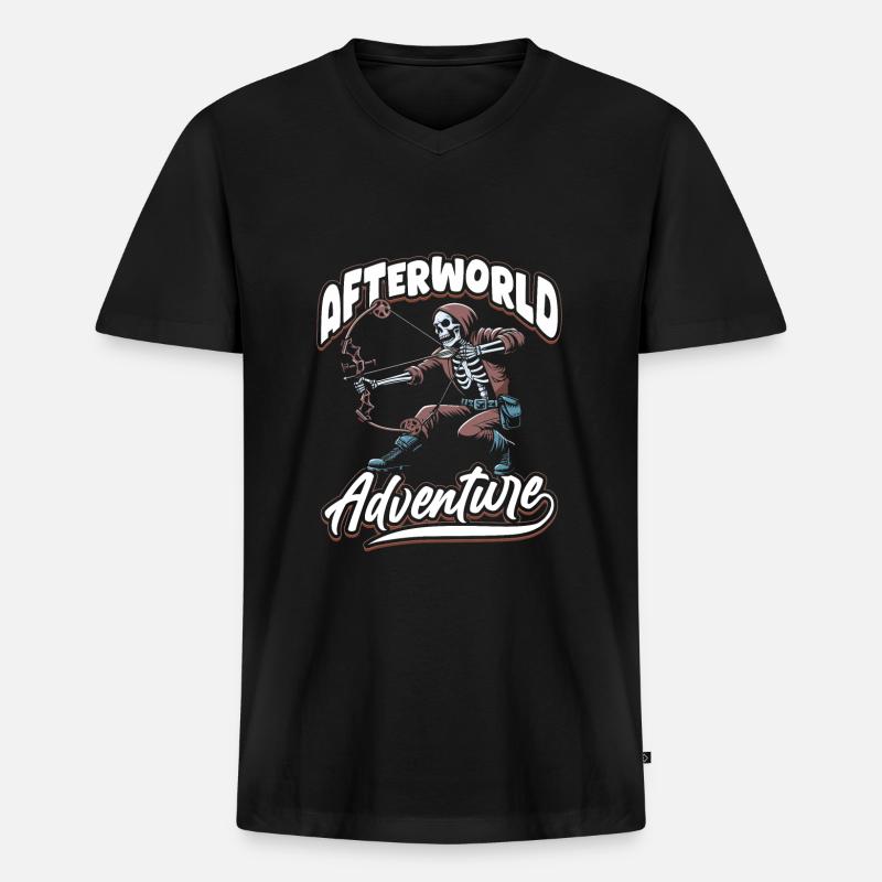 Bogenjagd Bogenjäger Skelett - Männer Premium Bio T-Shirt mit V-Ausschnitt - Schwarz