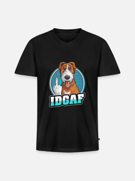 Irish Wolfhound Idgaf - Men's Premium Organic T-shirt with V-neck - black