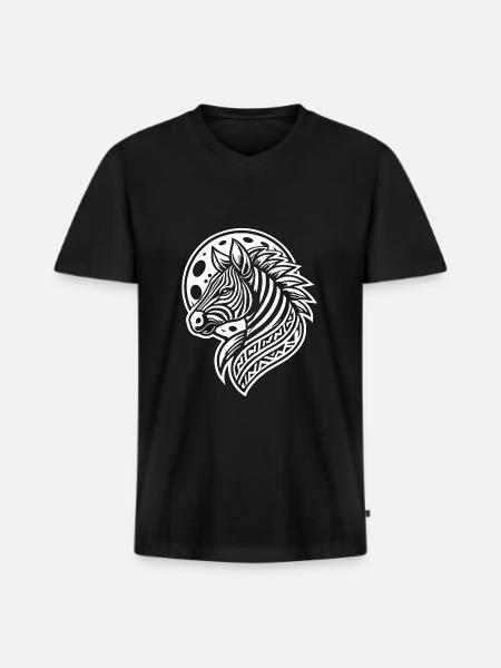 Zebra Moon Phases - Men's Premium Organic T-shirt with V-neck - black