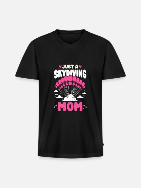 Parachutist Skydiving Mother - Men's Premium Organic T-shirt with V-neck - black