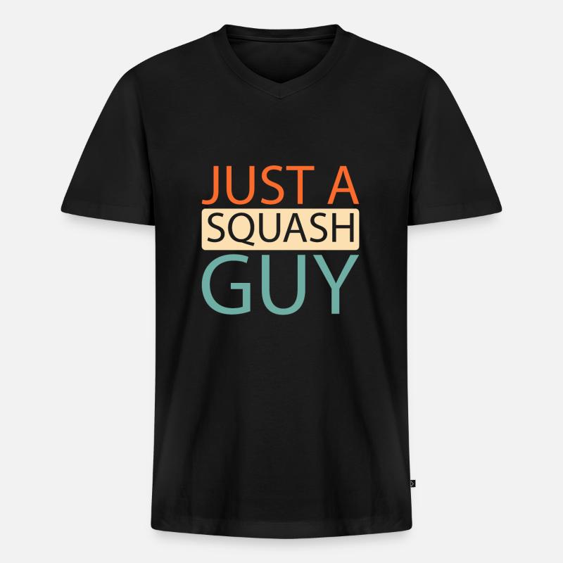 Squash Just A Squash Guy - Männer Premium Bio T-Shirt mit V-Ausschnitt - Schwarz
