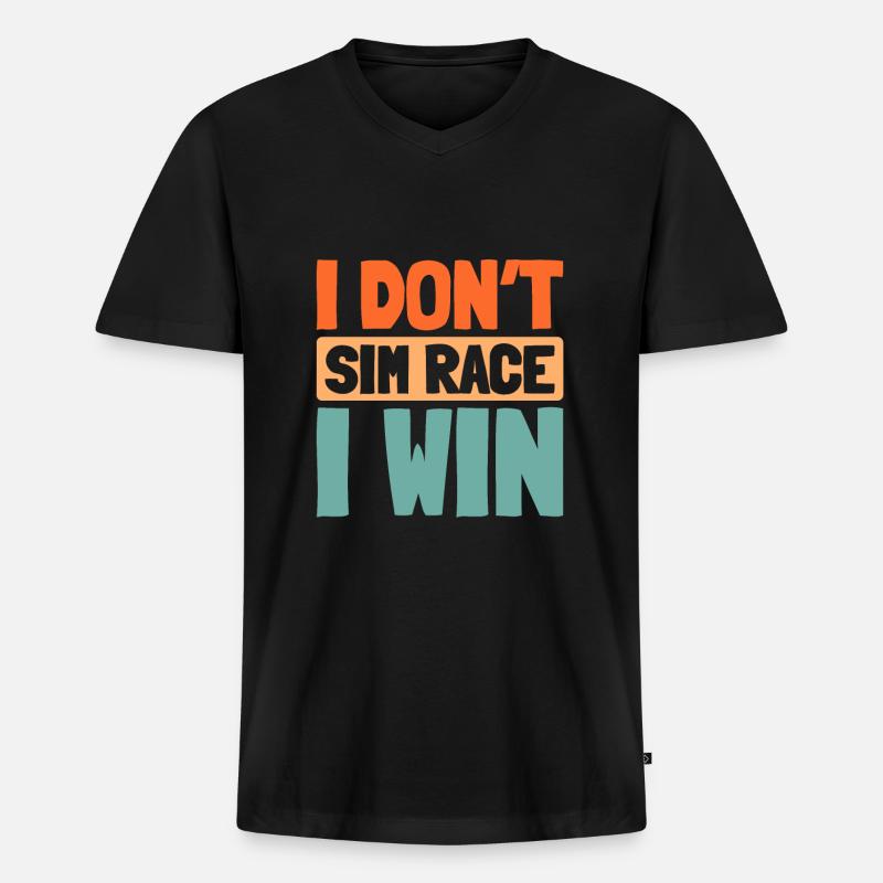 Sim Racing - Männer Premium Bio T-Shirt mit V-Ausschnitt - Schwarz