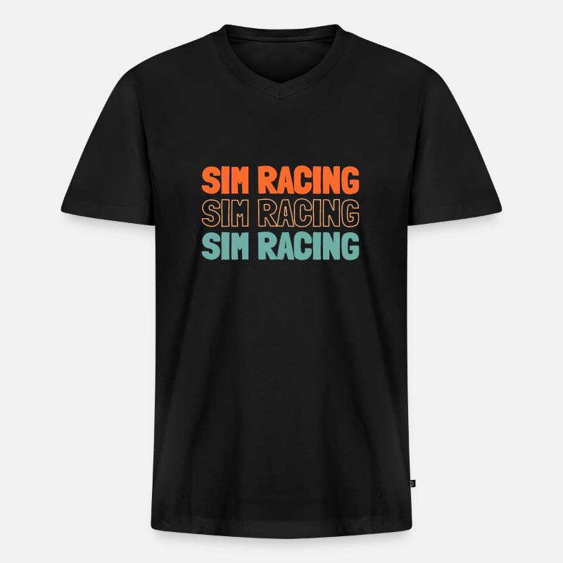 Sim Racing - Männer Premium Bio T-Shirt mit V-Ausschnitt - Schwarz
