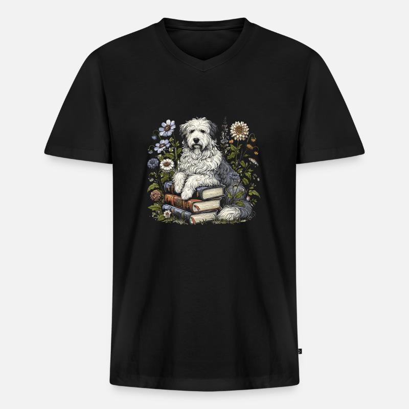 Altenglischer Schäferhund Bobtail - Männer Premium Bio T-Shirt mit V-Ausschnitt - Schwarz