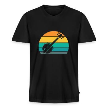 Banjo - Men's Premium Organic T-shirt with V-neck - black - Front - Nico (187cm)