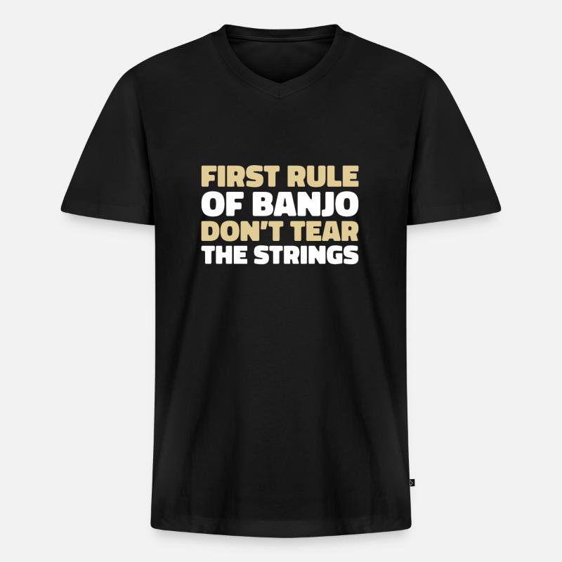 Banjo - Männer Premium Bio T-Shirt mit V-Ausschnitt - Schwarz