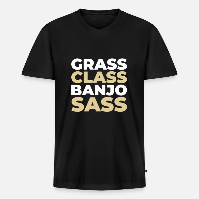 Banjo - Männer Premium Bio T-Shirt mit V-Ausschnitt - Schwarz