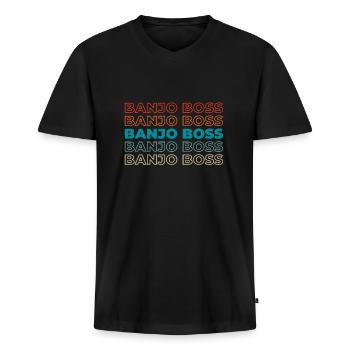 Banjo - T-shirt encolure en V Premium bio Homme - noir - Devant - Nico (187cm)