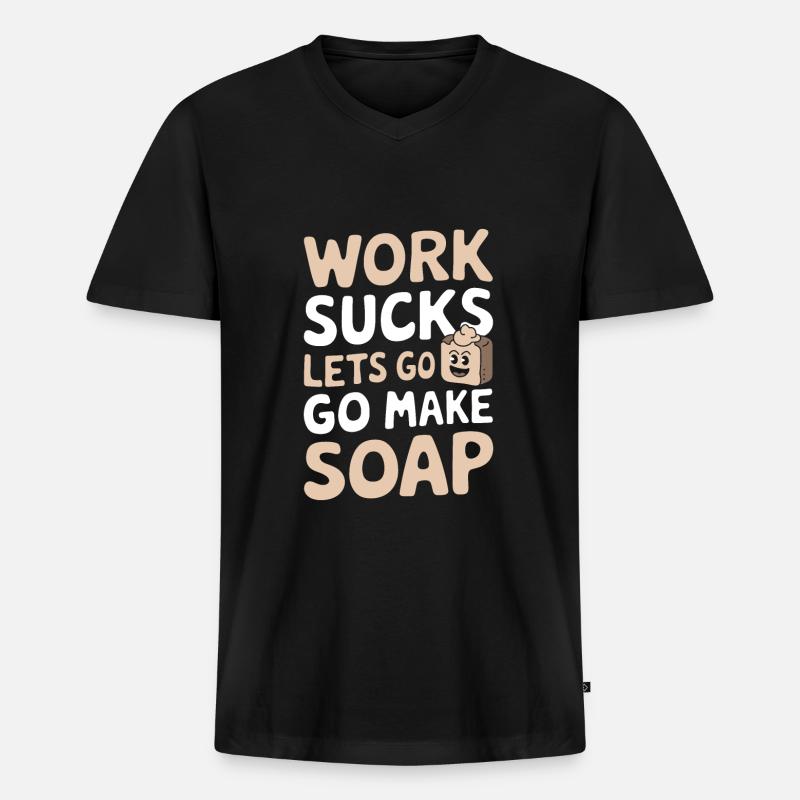 Seifen Herstellung - Männer Premium Bio T-Shirt mit V-Ausschnitt - Schwarz