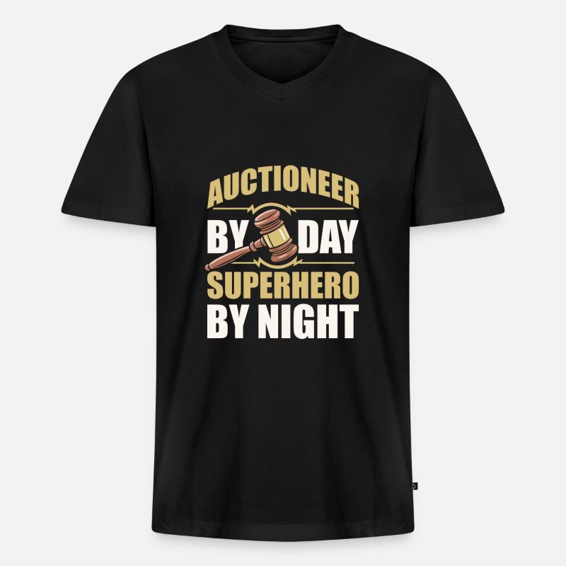 Auktionator - Männer Premium Bio T-Shirt mit V-Ausschnitt - Schwarz