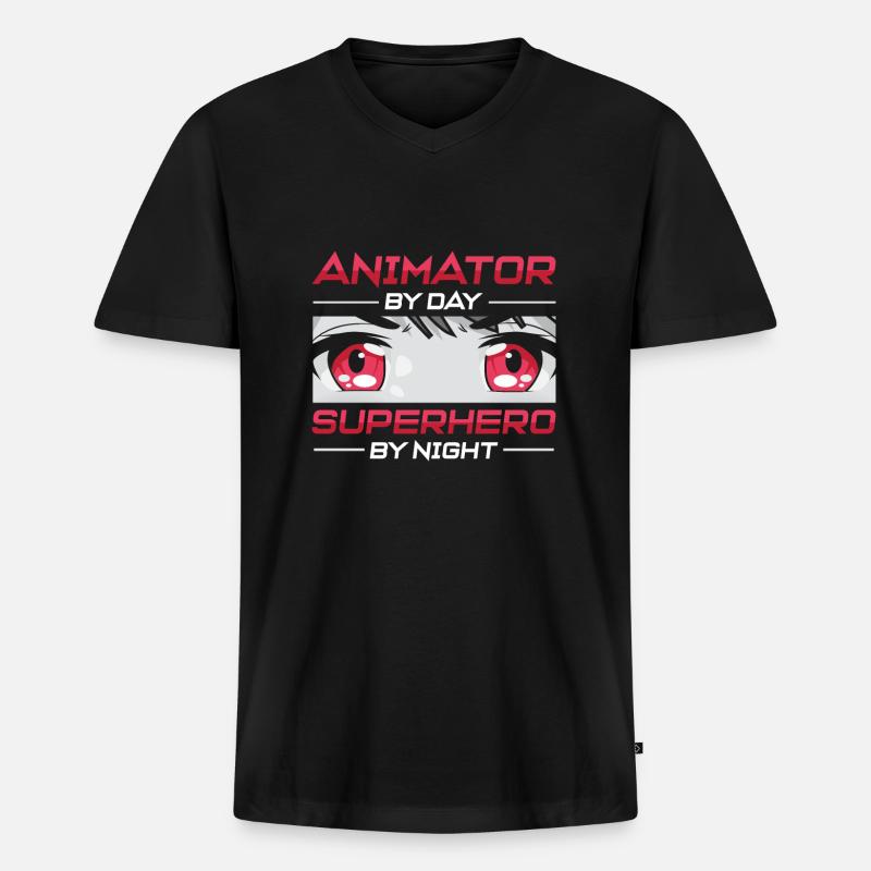 Animator - Männer Premium Bio T-Shirt mit V-Ausschnitt - Schwarz