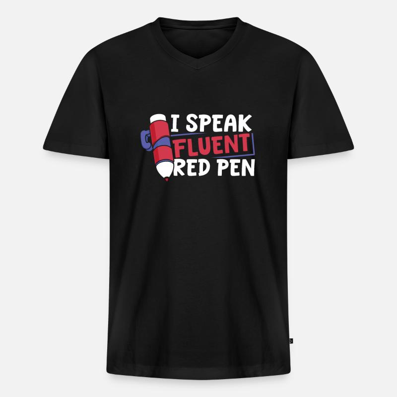 Editor - Männer Premium Bio T-Shirt mit V-Ausschnitt - Schwarz