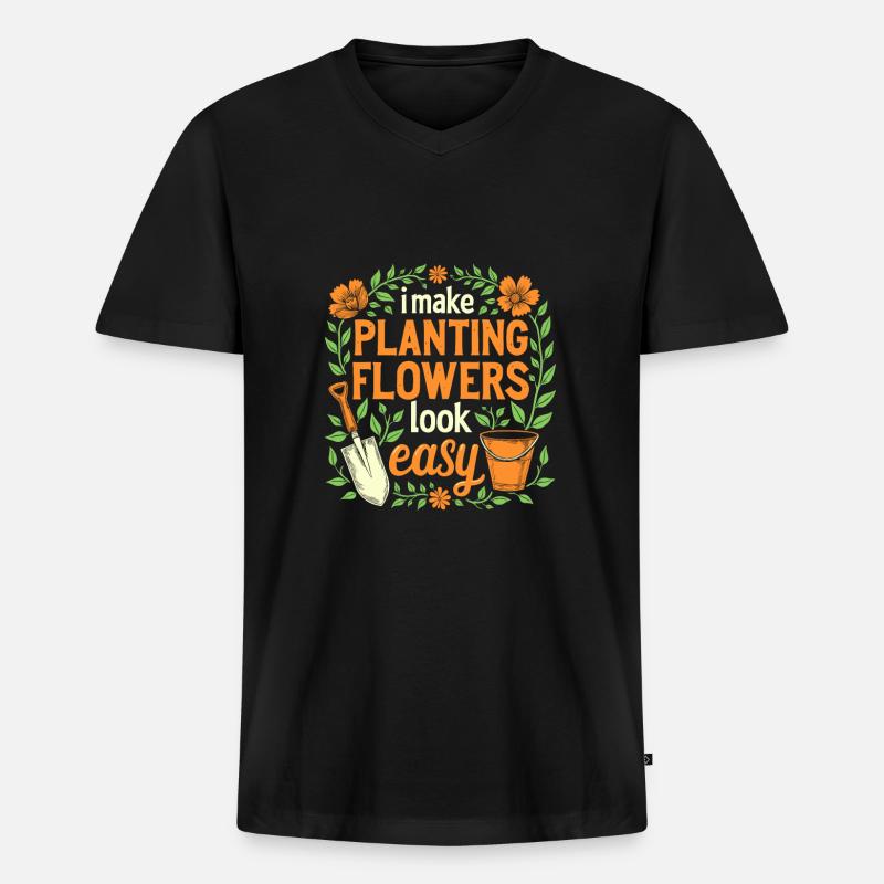 Gärtner - Männer Premium Bio T-Shirt mit V-Ausschnitt - Schwarz