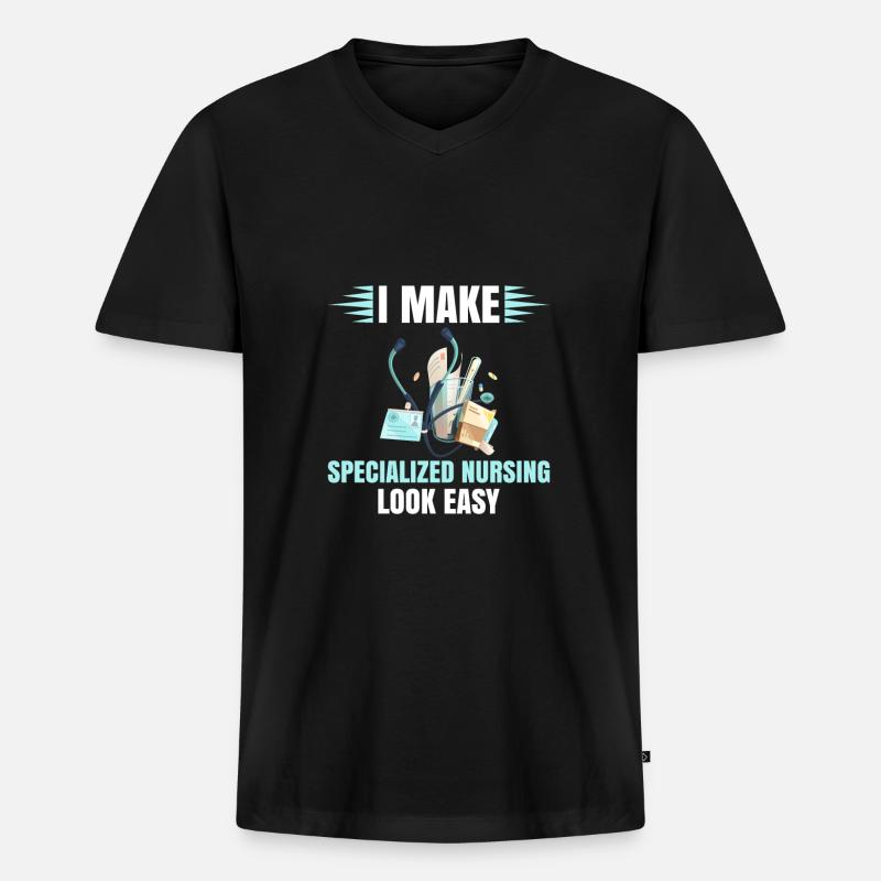 Fachkrankenschwester - Männer Premium Bio T-Shirt mit V-Ausschnitt - Schwarz