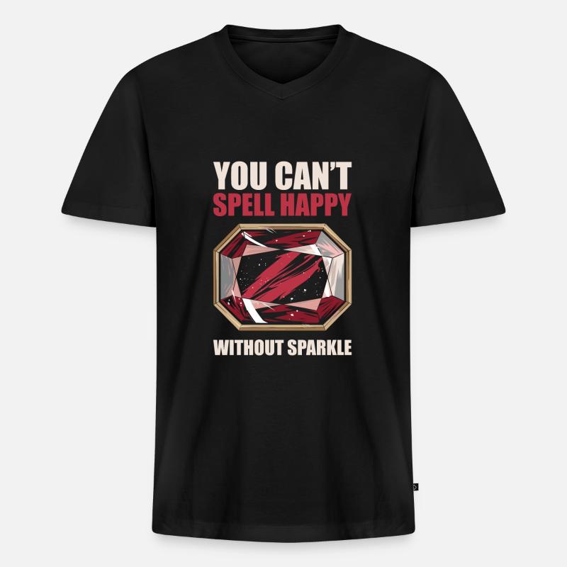 Edelsteine - Männer Premium Bio T-Shirt mit V-Ausschnitt - Schwarz