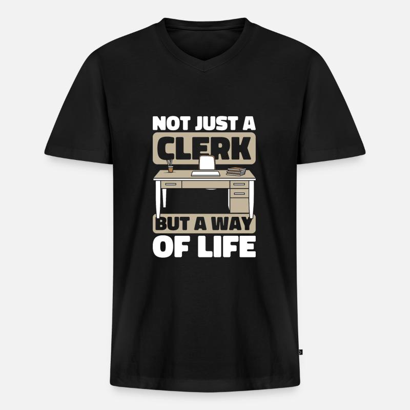 Sachbearbeiter - Männer Premium Bio T-Shirt mit V-Ausschnitt - Schwarz