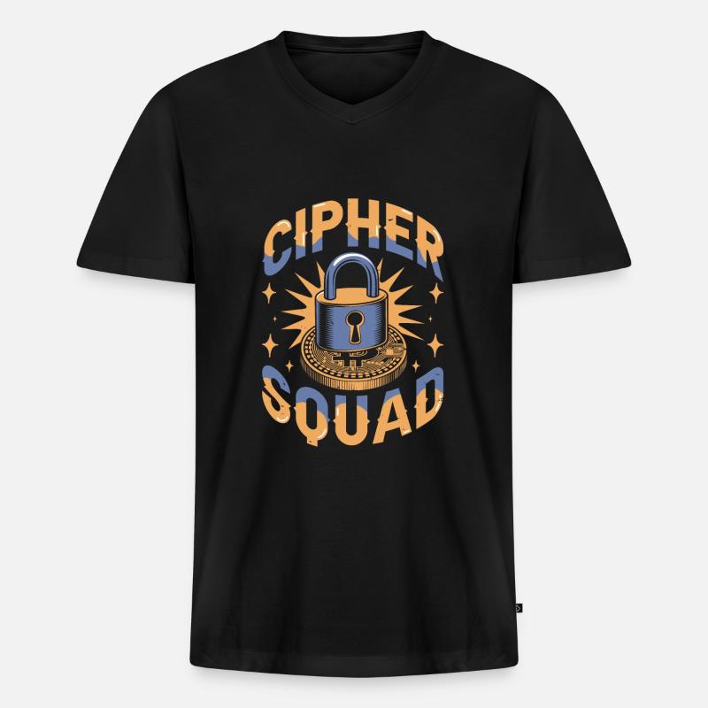 Kryptograph Kader - Männer Premium Bio T-Shirt mit V-Ausschnitt - Schwarz