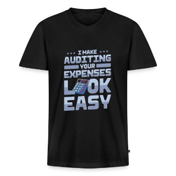 Wirtschaftsprüfer - Männer Premium Bio T-Shirt mit V-Ausschnitt - Schwarz - Vorne - Nico (187cm)