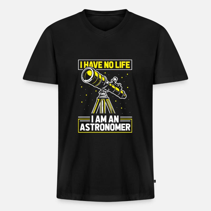 Astronom - Männer Premium Bio T-Shirt mit V-Ausschnitt - Schwarz