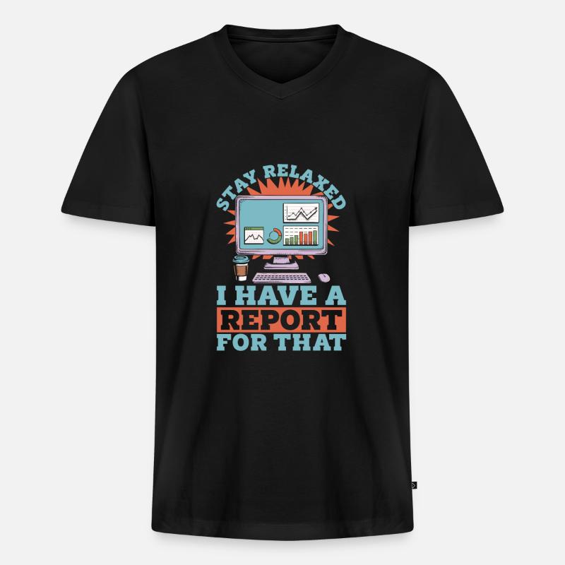 Marktanalyst - Männer Premium Bio T-Shirt mit V-Ausschnitt - Schwarz