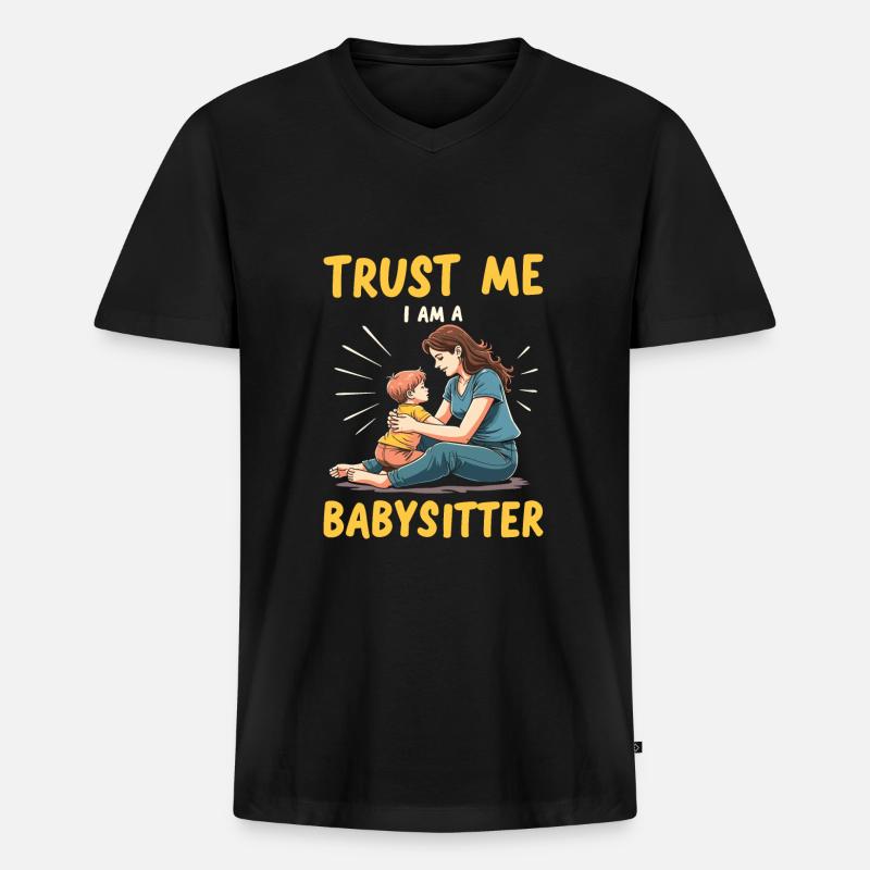 Babysitter - Männer Premium Bio T-Shirt mit V-Ausschnitt - Schwarz