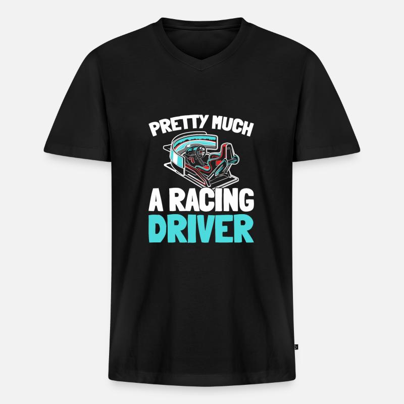 Sim Racing - Männer Premium Bio T-Shirt mit V-Ausschnitt - Schwarz