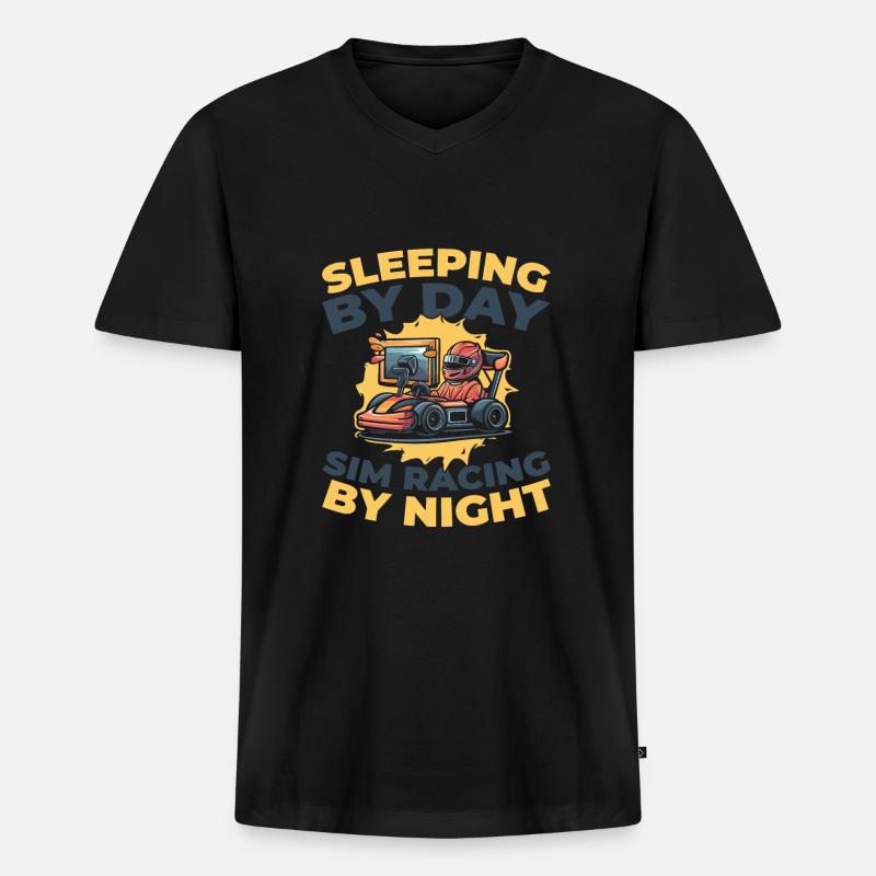 Sim Racing - Männer Premium Bio T-Shirt mit V-Ausschnitt - Schwarz