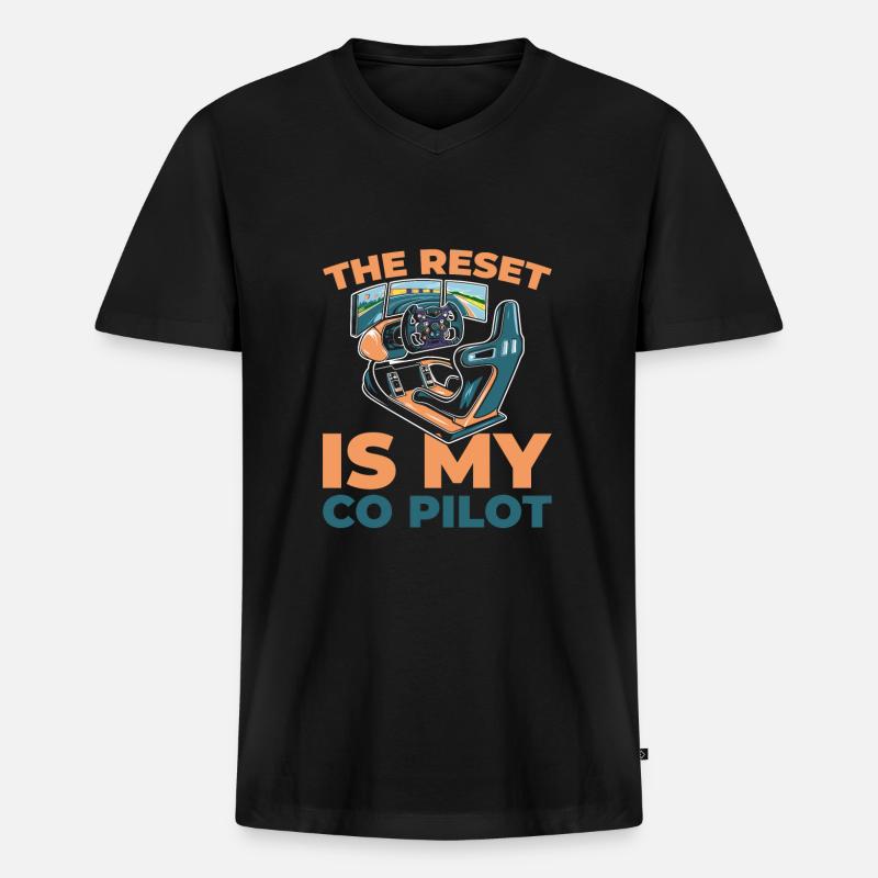 Sim Racing - Männer Premium Bio T-Shirt mit V-Ausschnitt - Schwarz