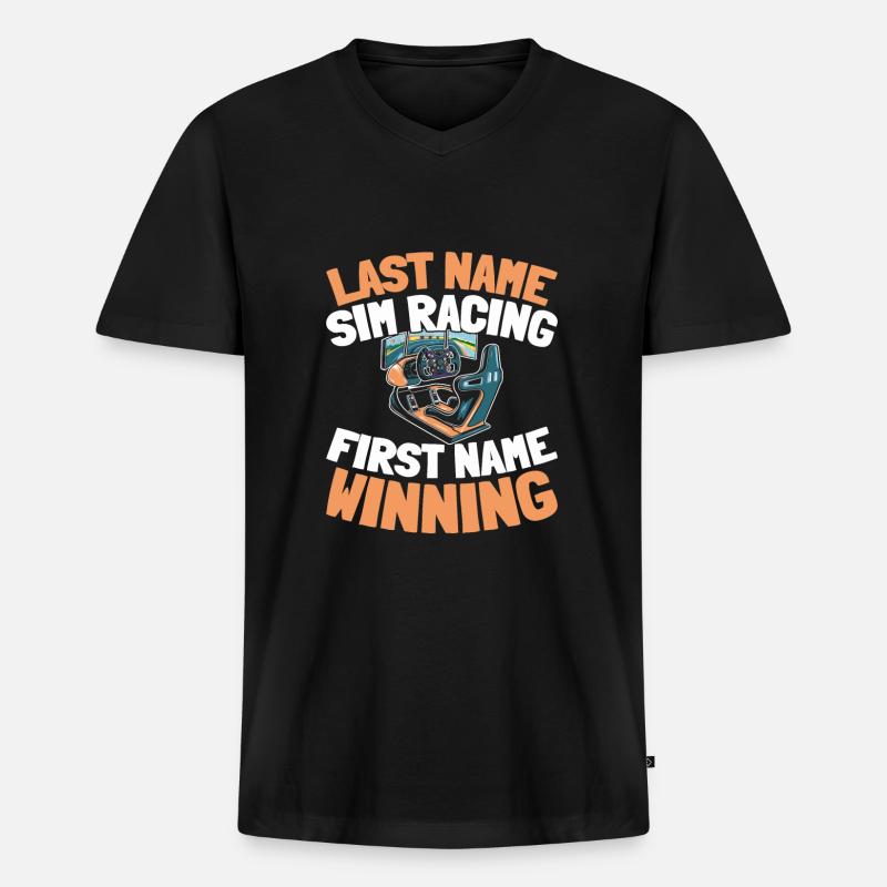 Sim Racing - Männer Premium Bio T-Shirt mit V-Ausschnitt - Schwarz