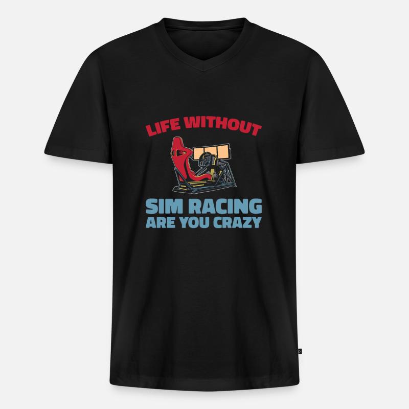 Sim Racing - Männer Premium Bio T-Shirt mit V-Ausschnitt - Schwarz