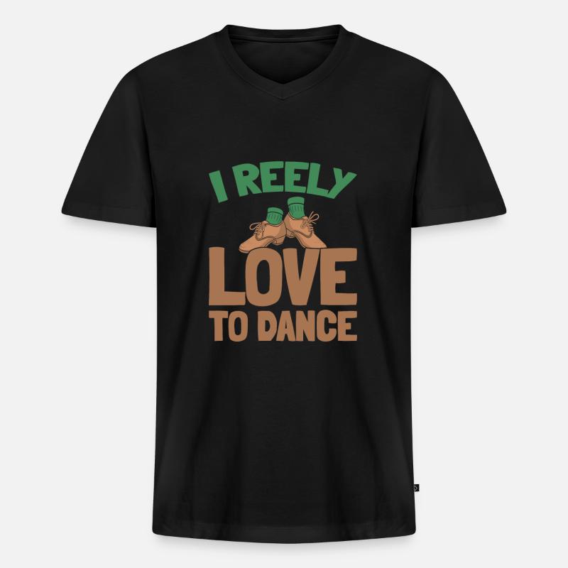 Irish Dance Irischer Tanz - Männer Premium Bio T-Shirt mit V-Ausschnitt - Schwarz