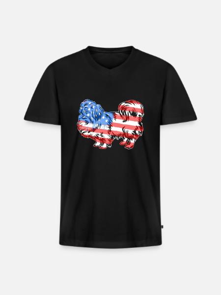 Pekingese Pekingese Flag - Men's Premium Organic T-shirt with V-neck - black